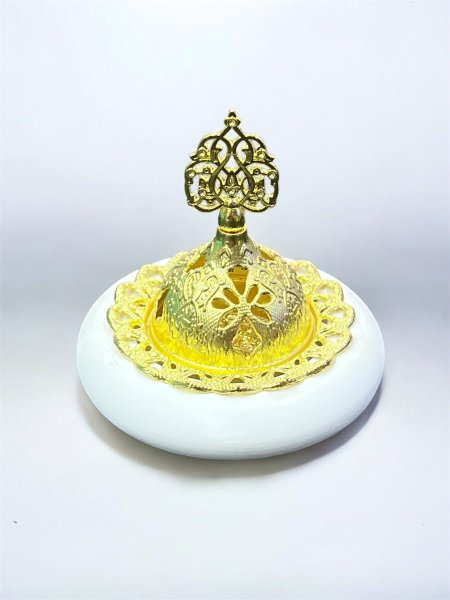 مبخرة نحاسية ذهبي & صحن كونكريت